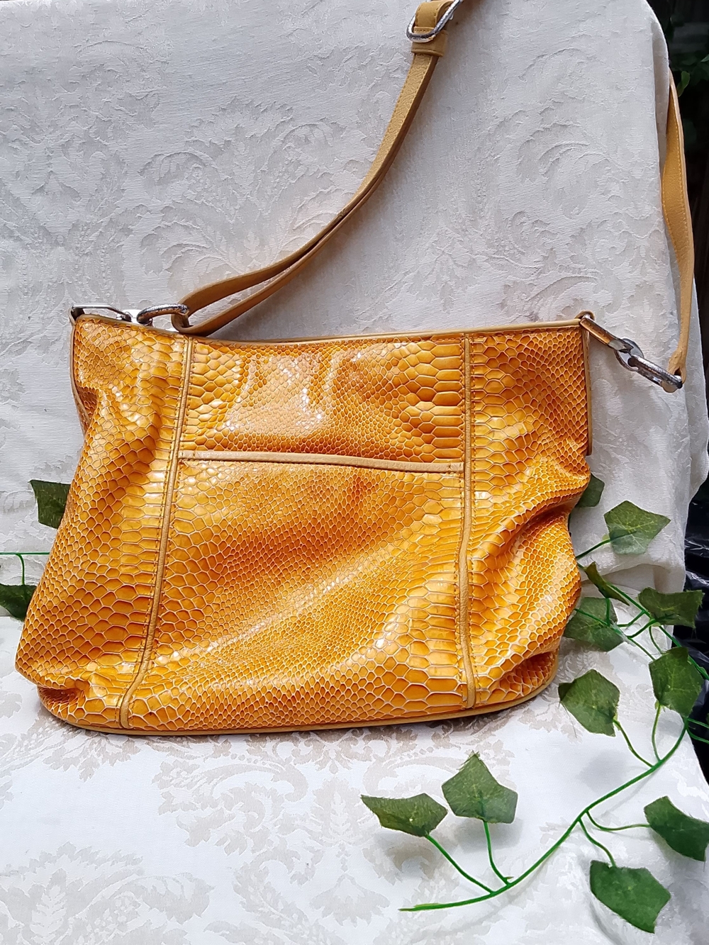 Brighton Python Snakeskin ‑Texture Leather Crossbody – Artisan Statement Bag